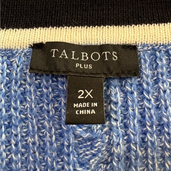 Classic Talbots 2X Heathered Light Blue Boyfriend Cardigan - Picture 2 of 4
